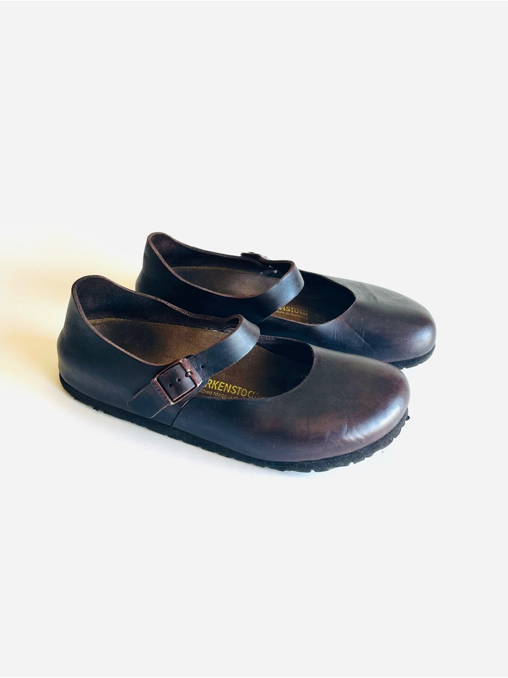 Birkenstock Brown Genuine Leather Mary Jane Rubber Outsole Loafers size 8.5